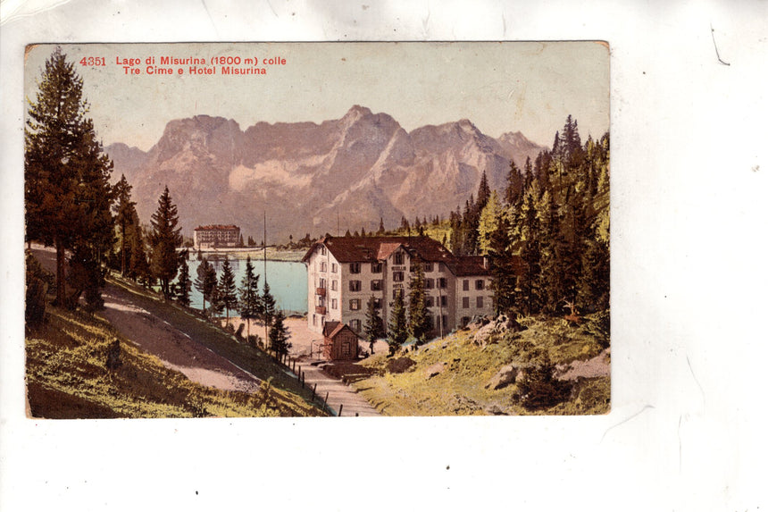 Cartolina antica Cortina Misurina Vecellio hotel Misurina