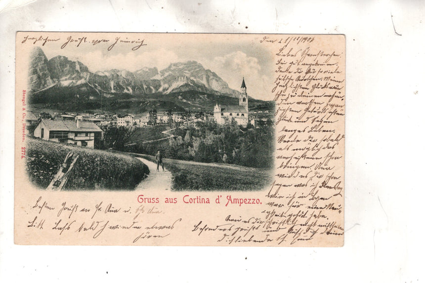Cartolina antica Cortina Gruss aus Cortina d Ampezzo sped. Da Terlan