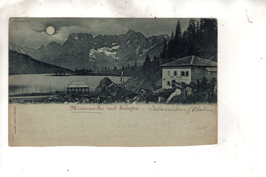 Cartolina antica Cortina Misurina See und Sorapiss