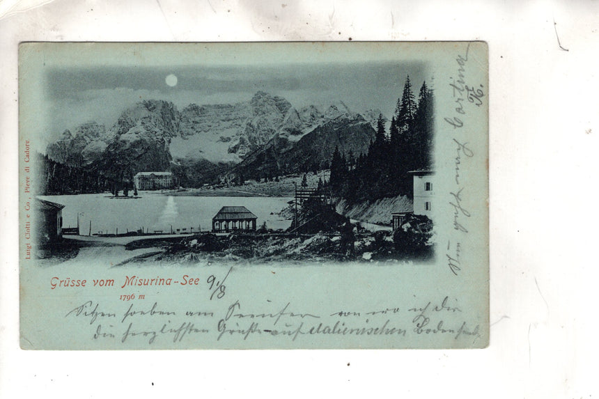 Cartolina antica Cortina Grusse vom Misurina See