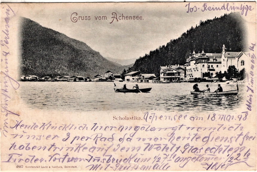 Cartolina antica Gruss vom Achensee Scolastika