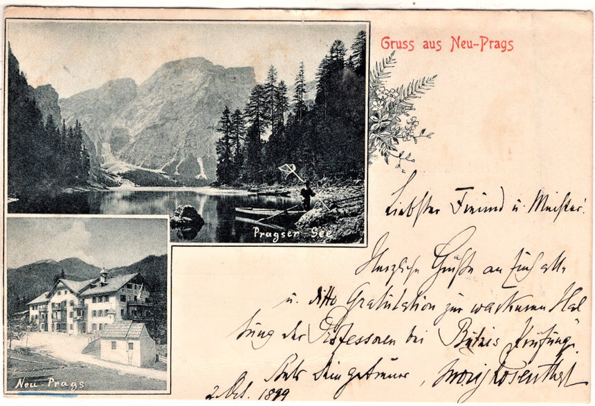 Cartolina antica Cortina Gruss aus Neu Prags