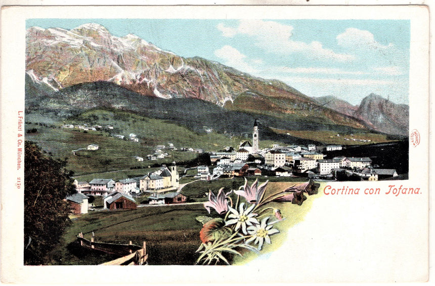 Cartolina antica Cortina con Tofana