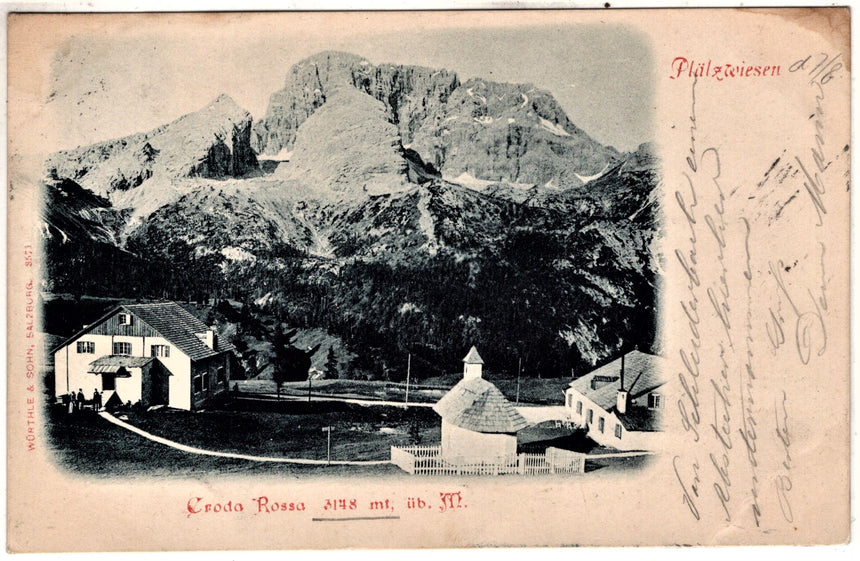 Cartolina antica Cortina Platzwiesen Croda Rossa