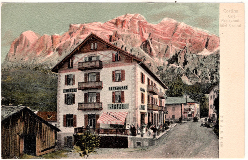 Cartolina antica Cortina caffè restaurant hotel Central