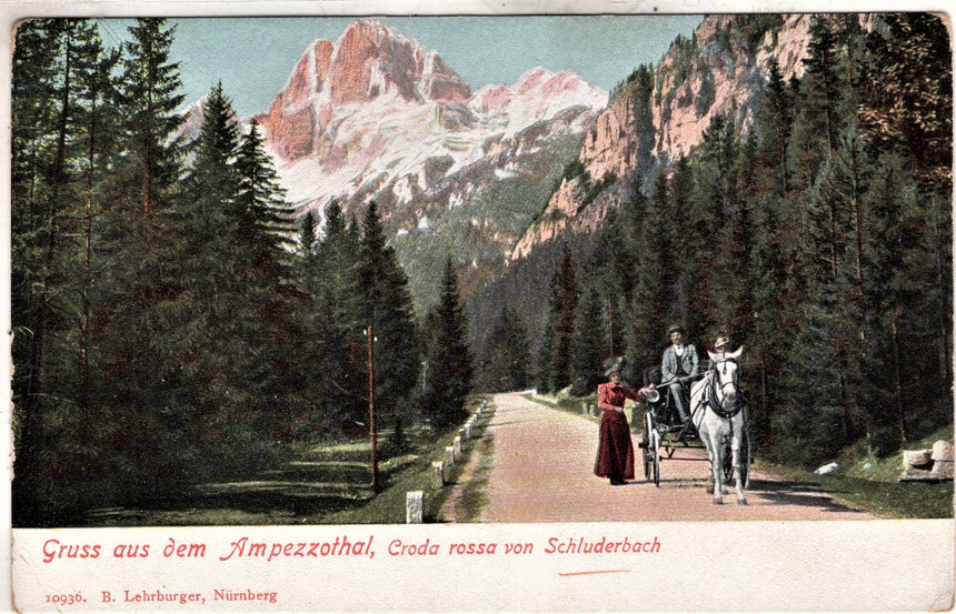 Cartolina antica Cortina Gruss aus dem Ampezzothal Croda Rossa