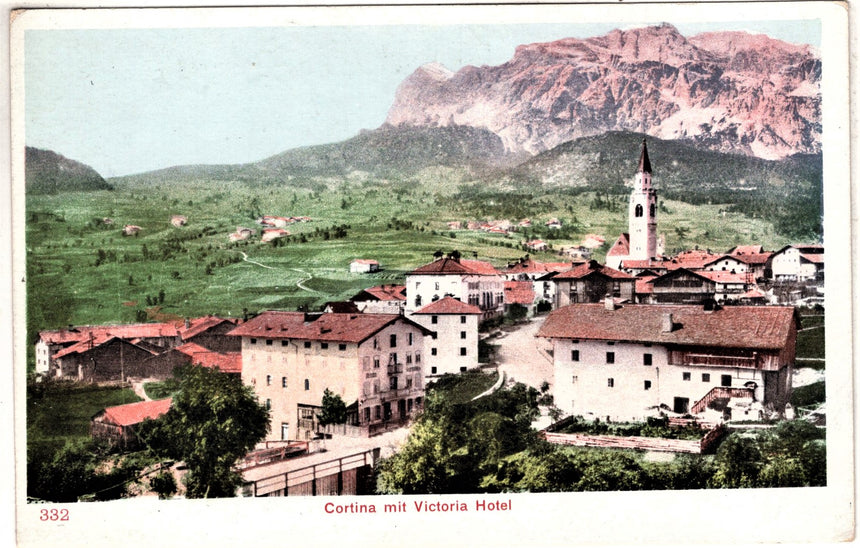 Cartolina antica Cortina mit Vittoria Hotel