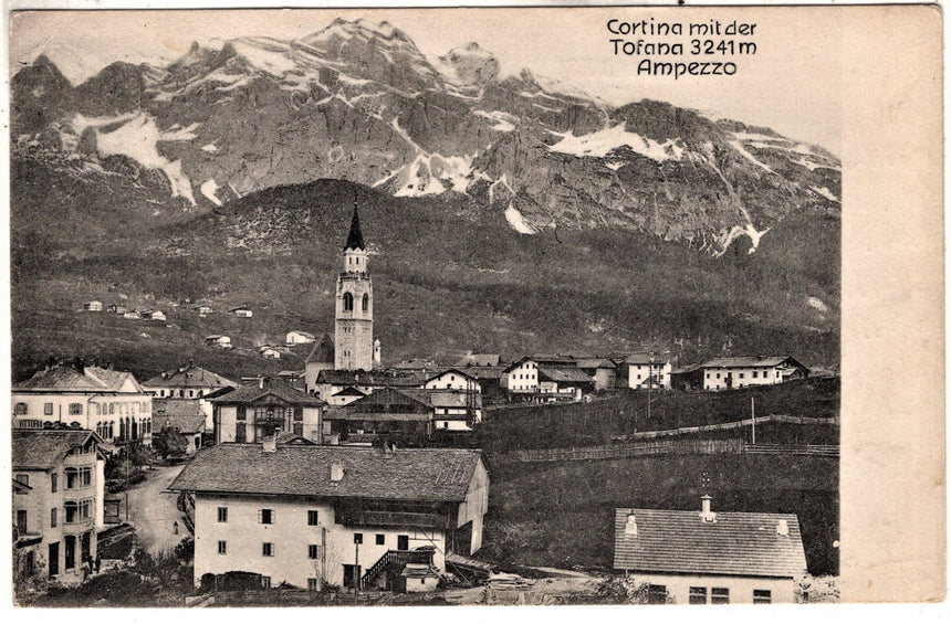 Cartolina antica Cortina mit Tofana Ampezzo