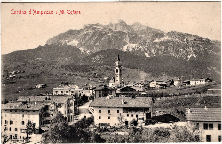 Cartolina antica Cortina mit Tofana Ampezzo