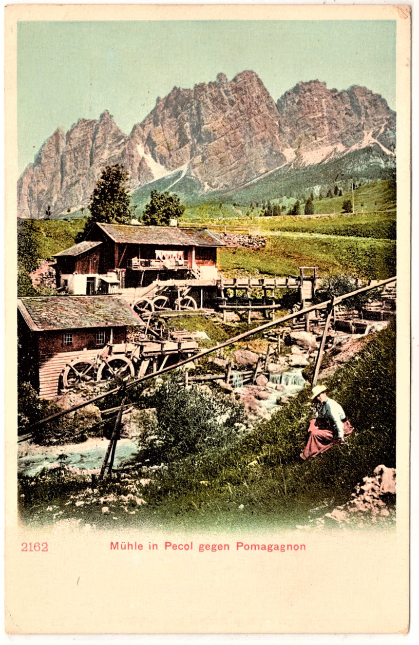 Cartolina antica Cortina Muhle in Pocol gegen Pomagagnon