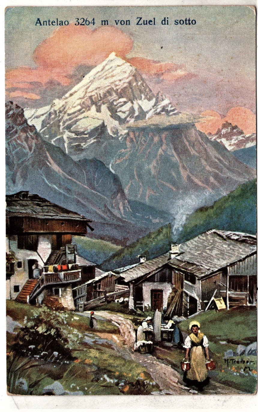 Cartolina antica Cortina Antaleo vom Zuel di sotto Belluno