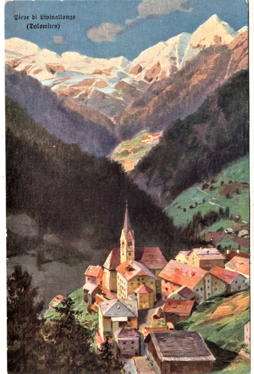 Cartolina antica Cortina Pieve di Livinallongo Dolomiten Hòger