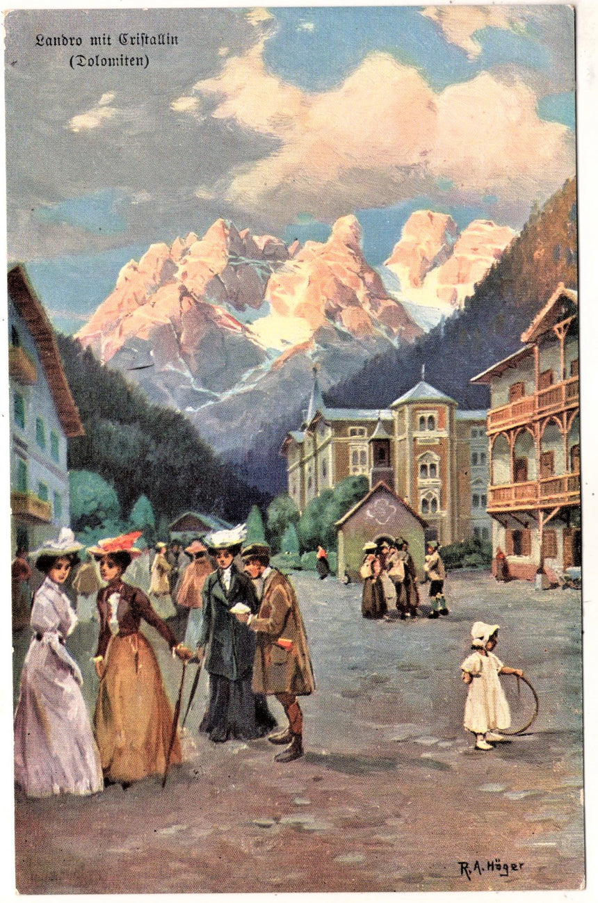 Cartolina antica Cortina Landro mit Gristallin Hòger