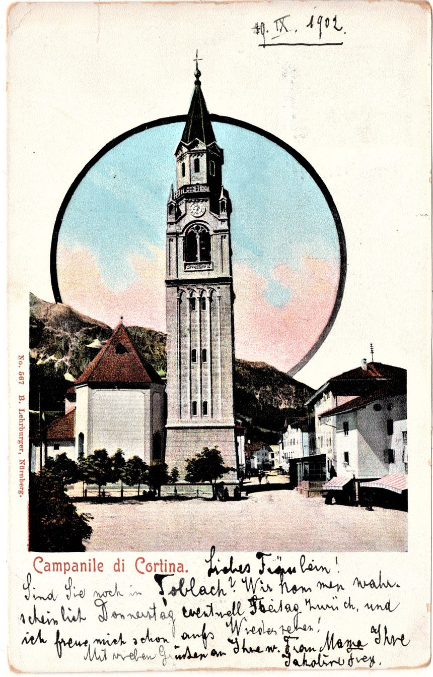 Cartolina antica Cortina il Campanile