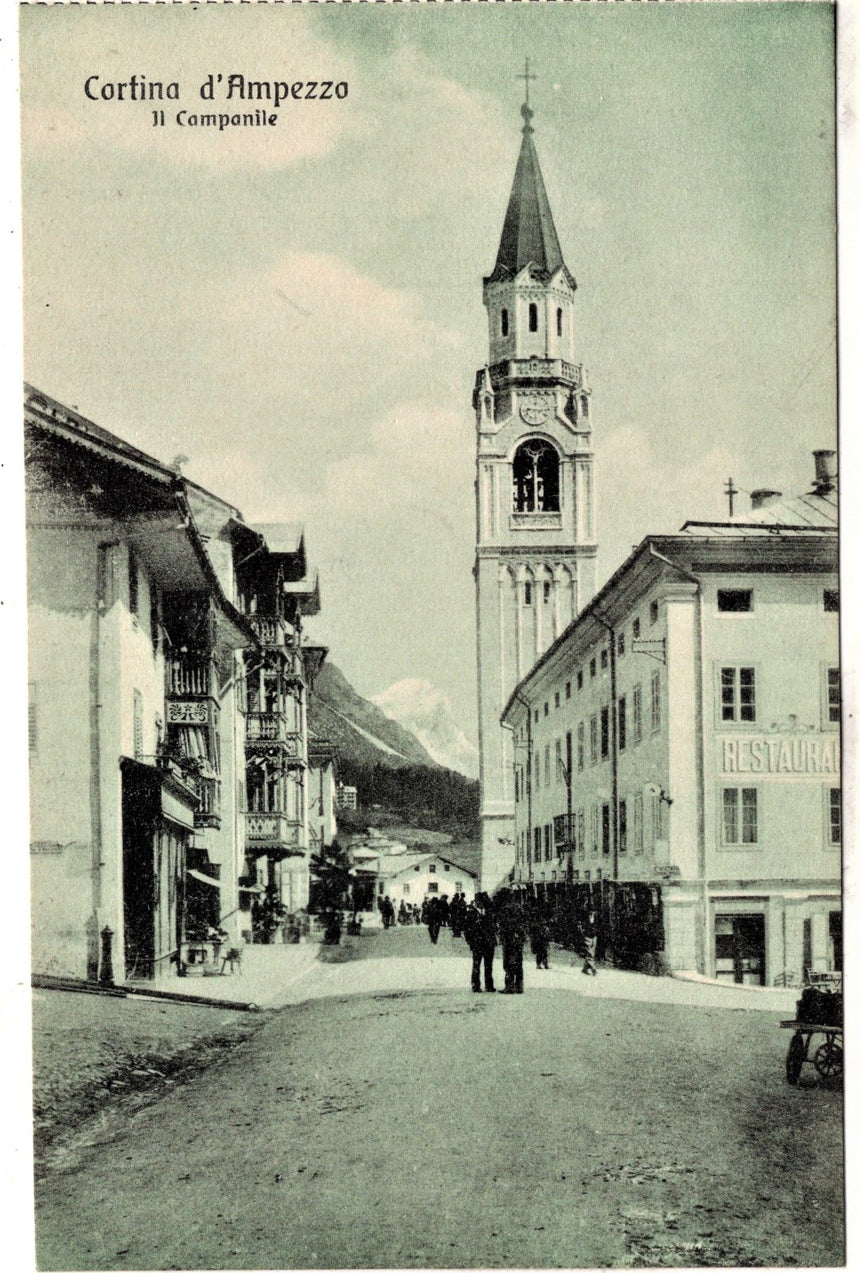 Cartolina antica Cortina il campanile