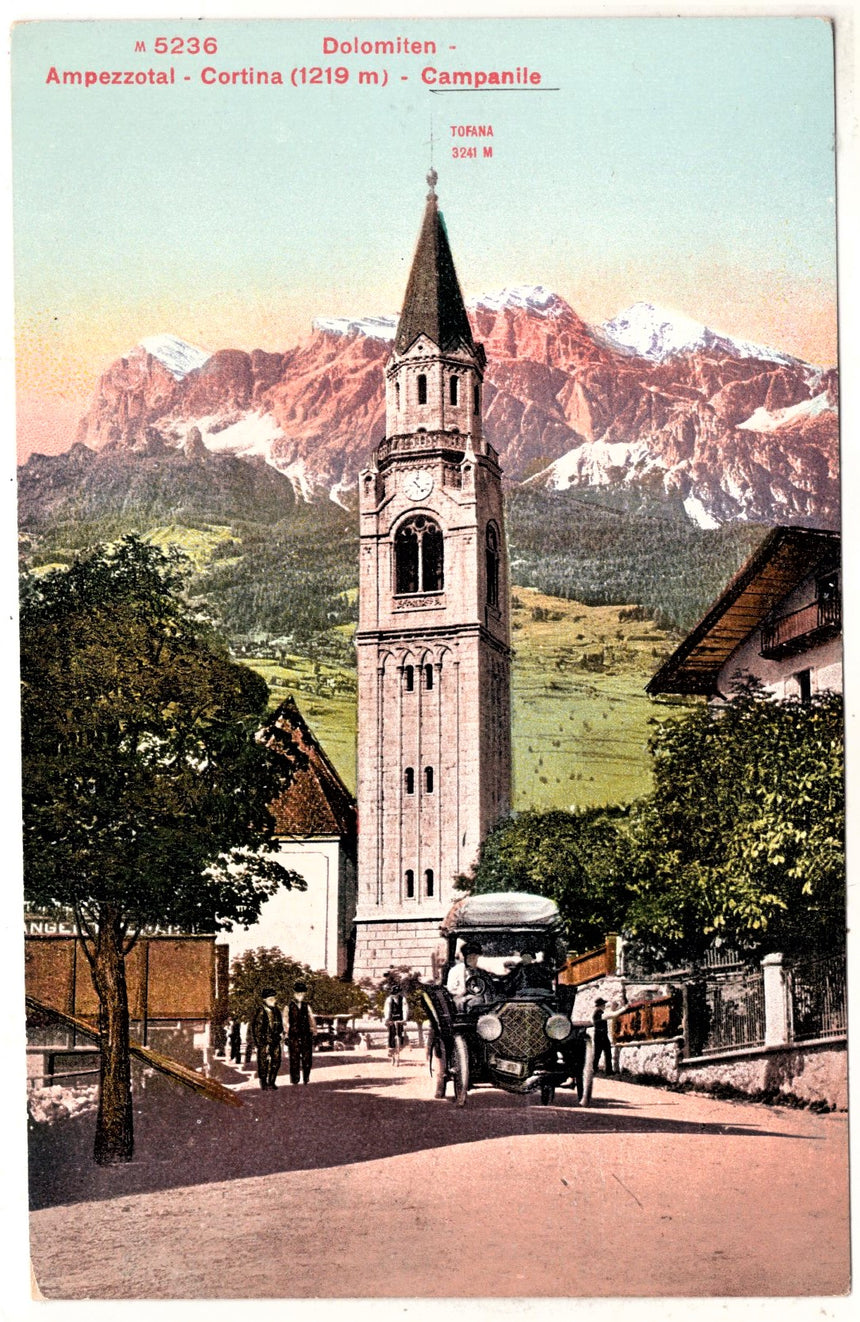 Cartolina antica Cortina campanile