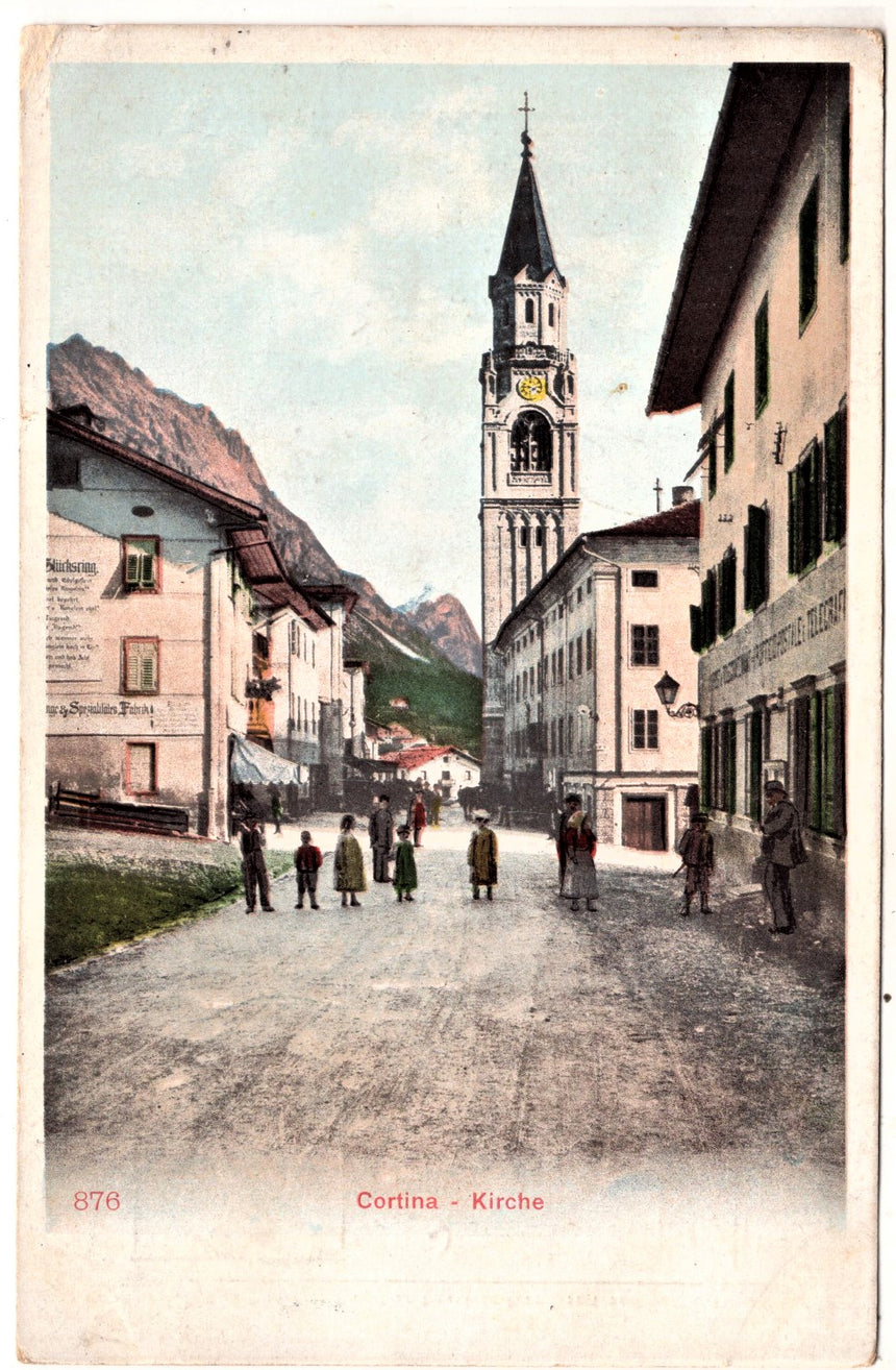 Cartolina antica Cortina Kirche