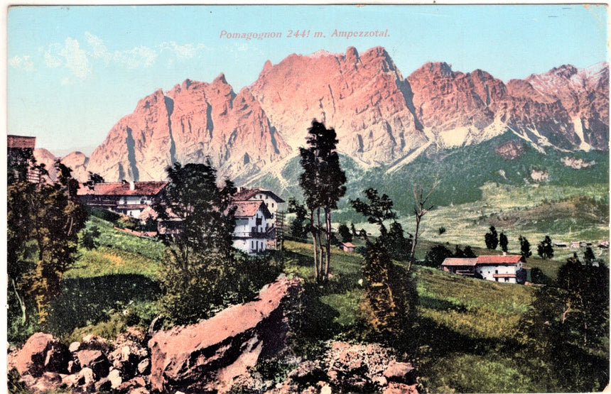 Cartolina antica Cortina Pamagognon mit Ampezzotal