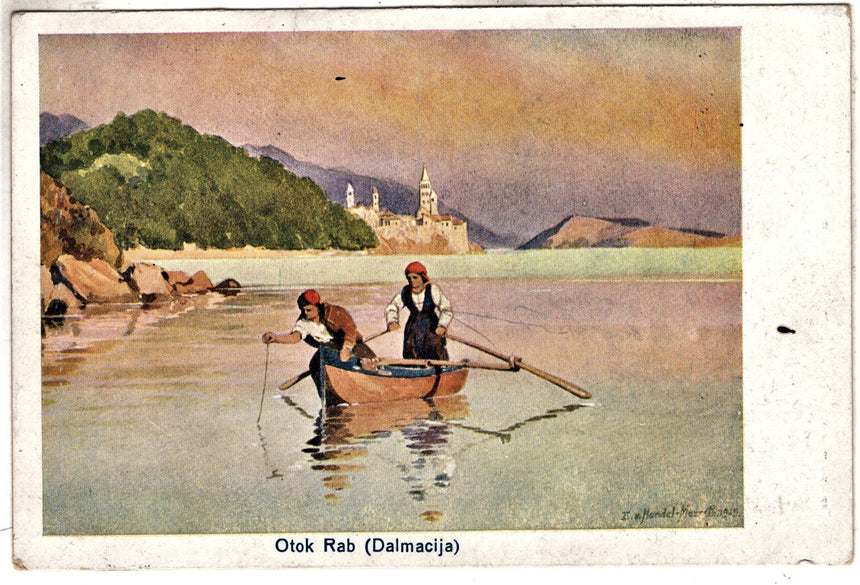 Cartolina antica Otok Rab Dalmazia Croazia