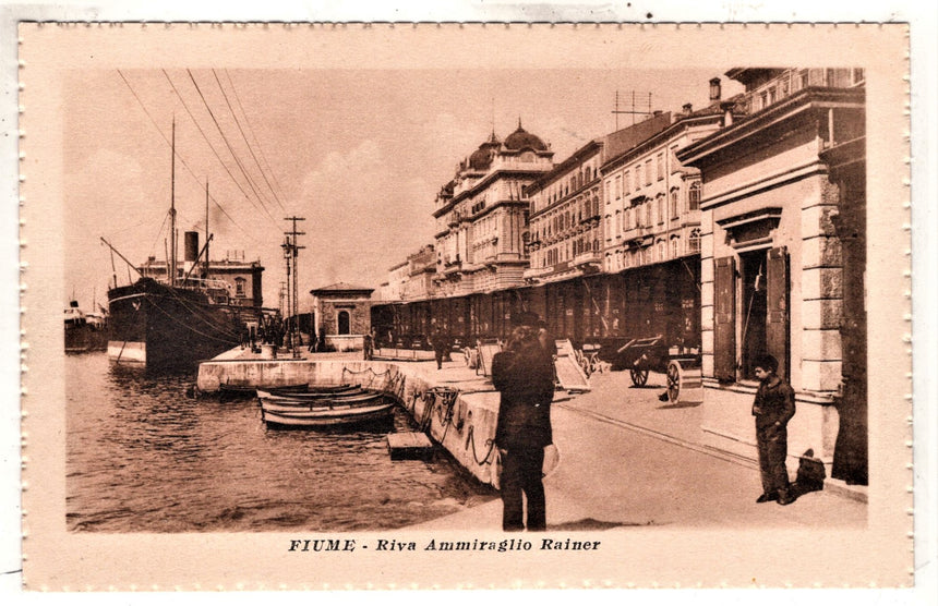Cartolina antica Fiume riva ammiraglio Rainer