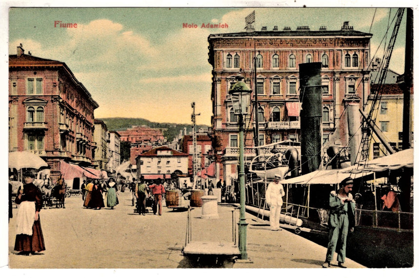 Cartolina antica Fiume molo Adamich