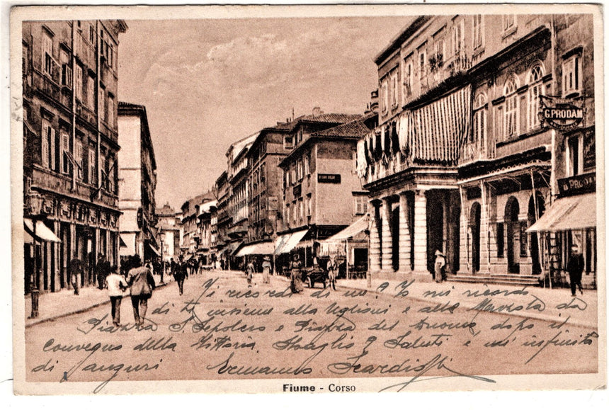 Cartolina antica Fiume il corso