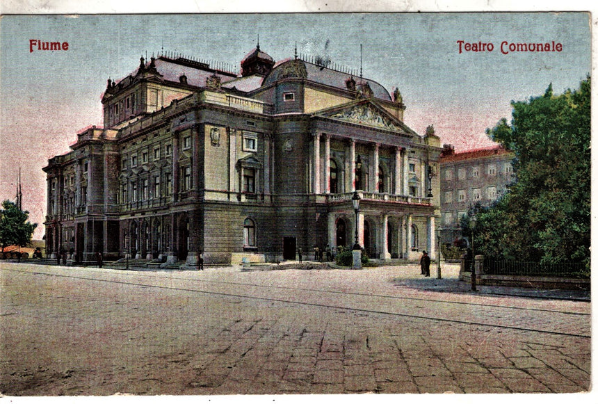 Cartolina antica Fiume teatro comunale