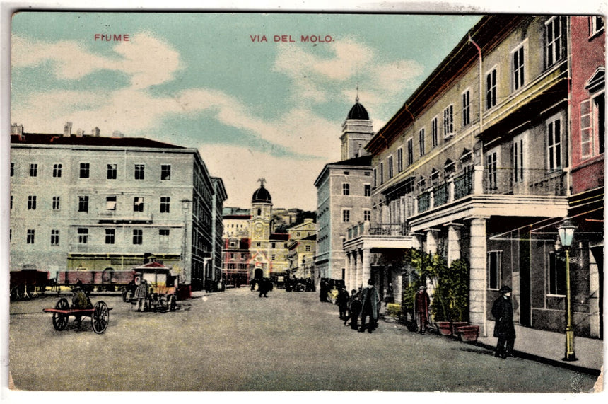 Cartolina antica Fiume via del molo