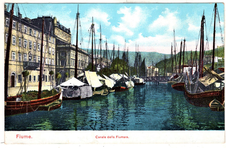 Cartolina antica Fiume canale della Fiumara