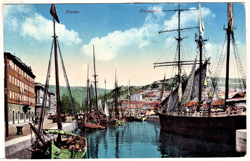 Cartolina antica Fiume canale della Fiumara