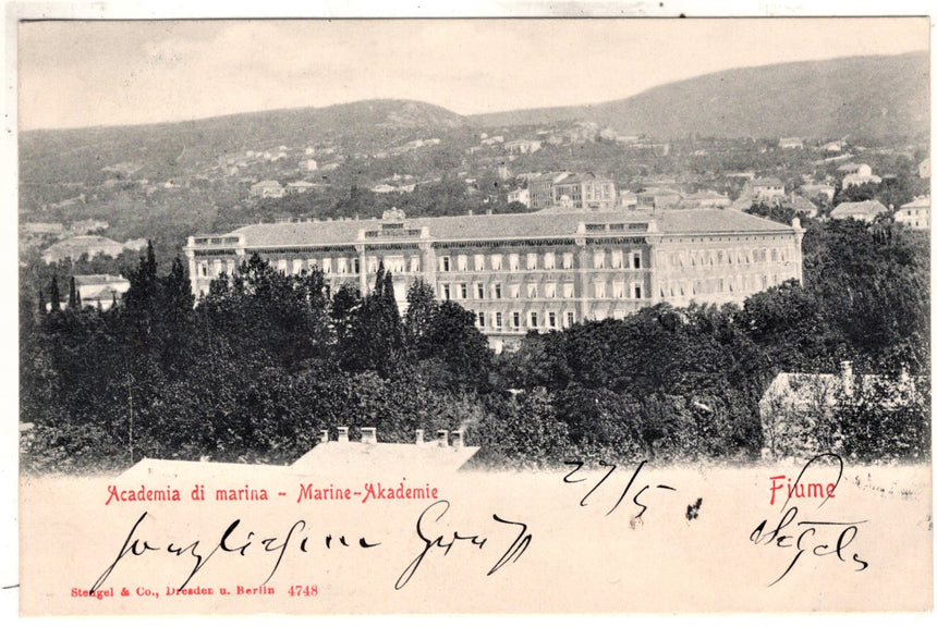 Cartolina antica Fiume accademia di marina