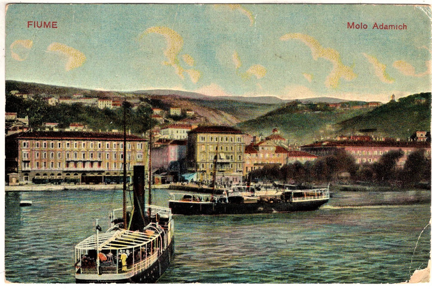 Cartolina antica Fiume molo Adamich