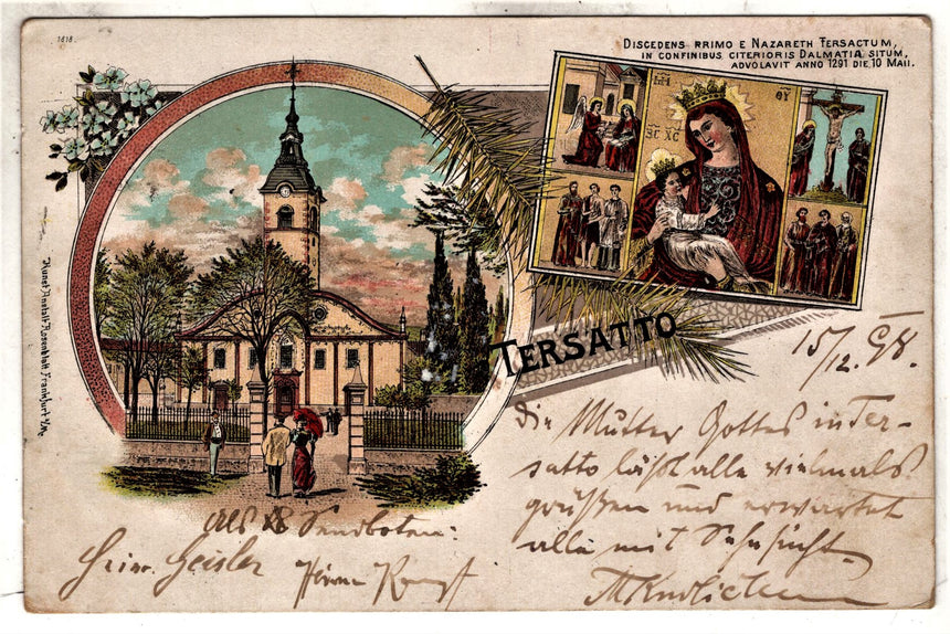 Cartolina antica Fiume santuario del Tersatto