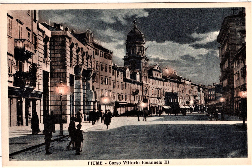 Cartolina antica Fiume corso V. Emanuele III