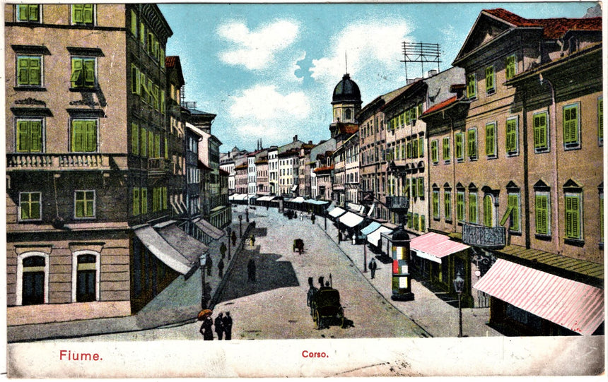 Cartolina antica Fiume il corso