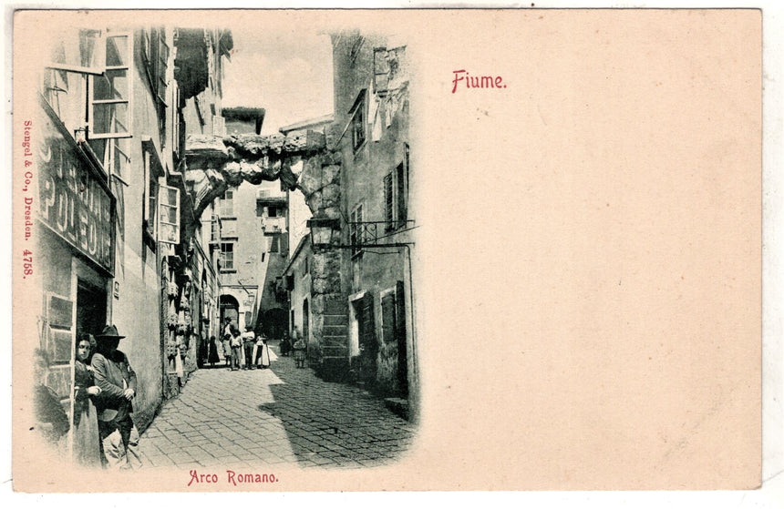 Cartolina antica Fiume arco Romano