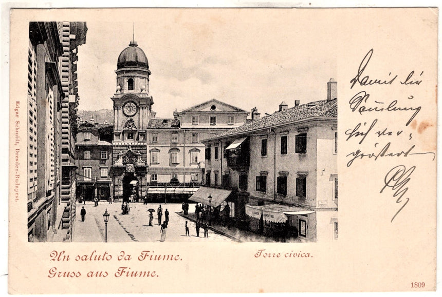Cartolina antica Fiume Gruss aus Fiume