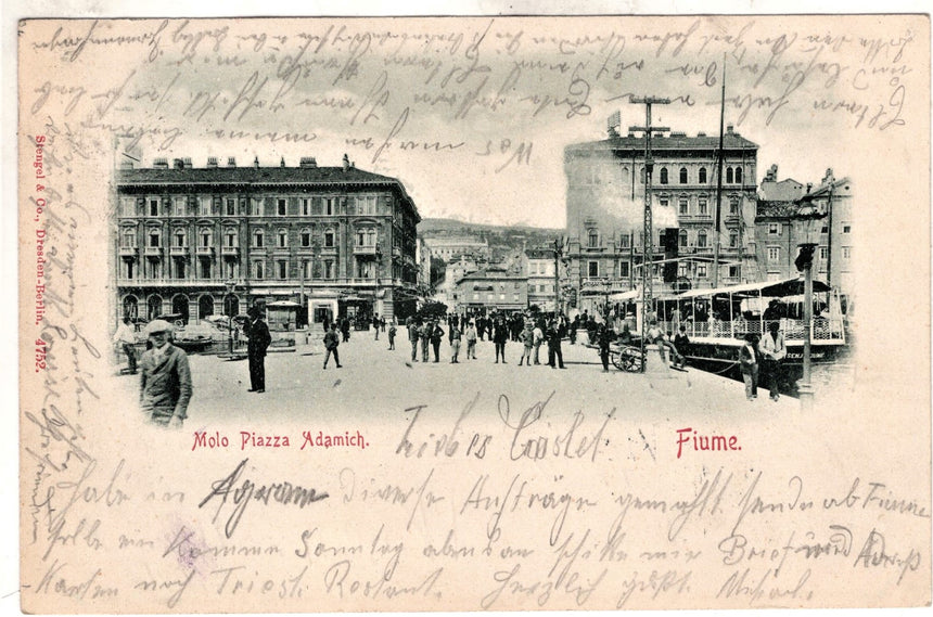 Cartolina antica Fiume molo Adamich