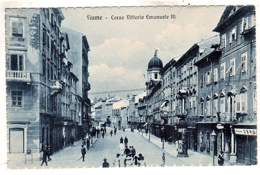 Cartolina antica Fiume corso Vittorio Emanuele III