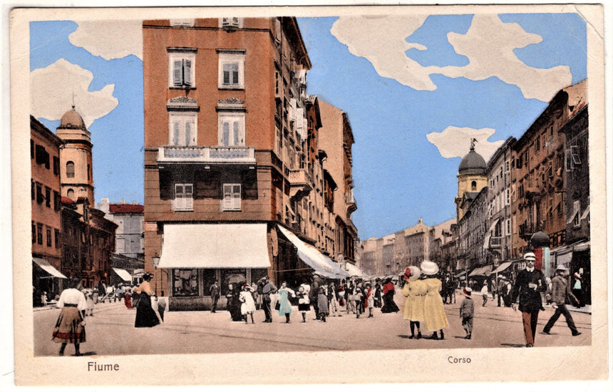 Cartolina antica Fiume  il corso