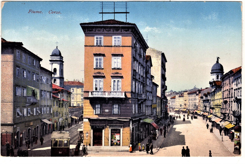 Cartolina antica Fiume il corso