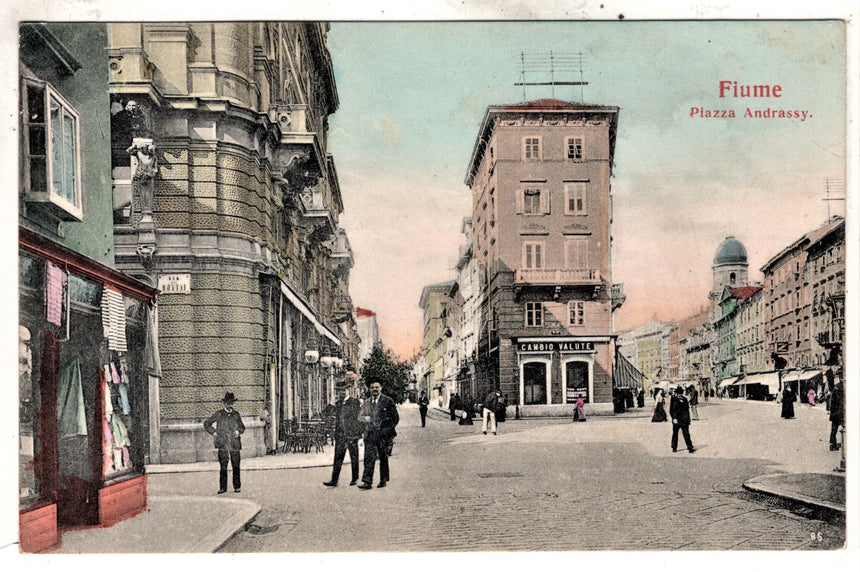 Cartolina antica Fiume piazza Andrassy