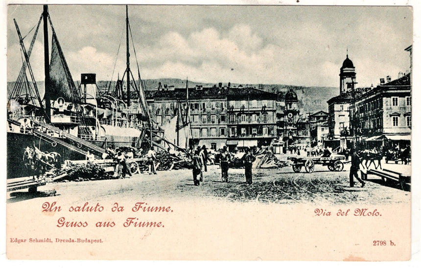 Cartolina antica Fiume Gruss aus Fiume
