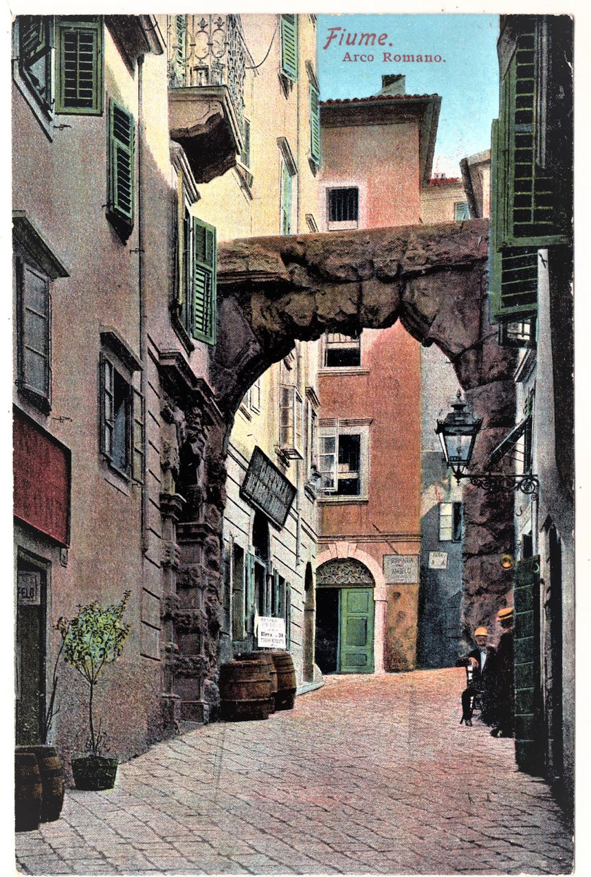 Cartolina antica Fiume arco Romano