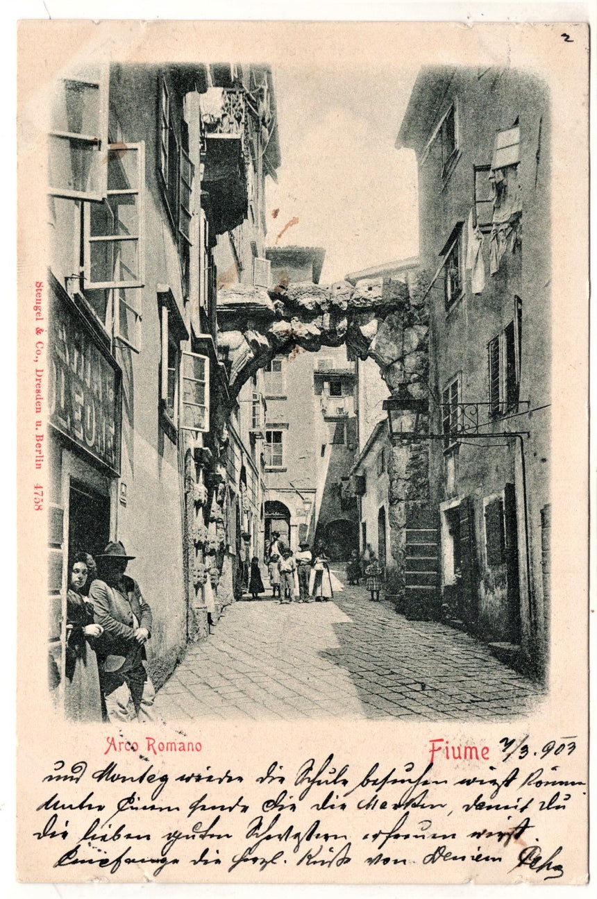 Cartolina antica Fiume arco Romano