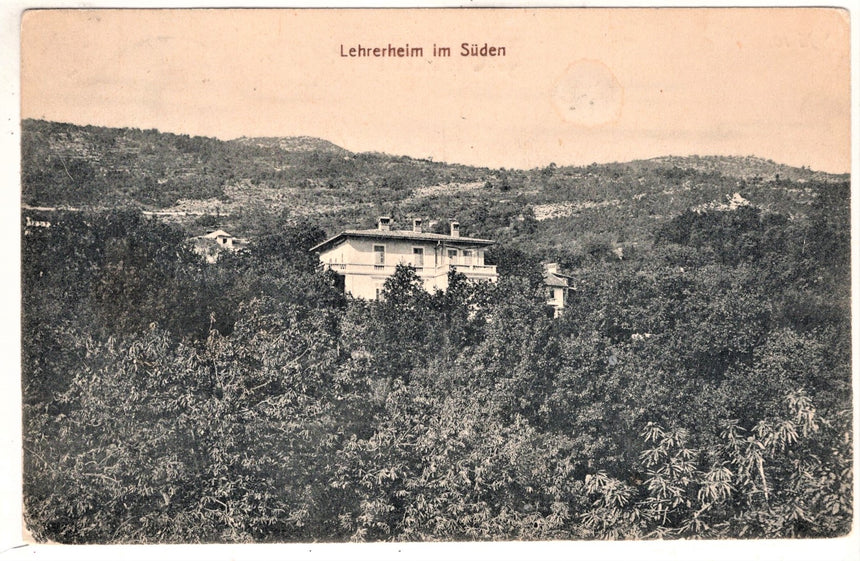 Cartolina antica Lovrana Lehrerheim im suden Croazia