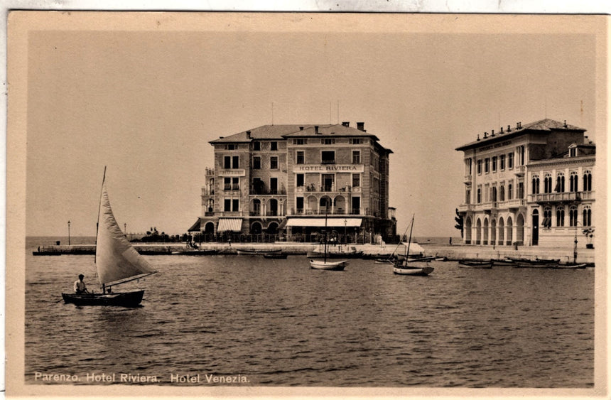 Cartolina antica Parenzo hotel Riviera e Venezia Croazia