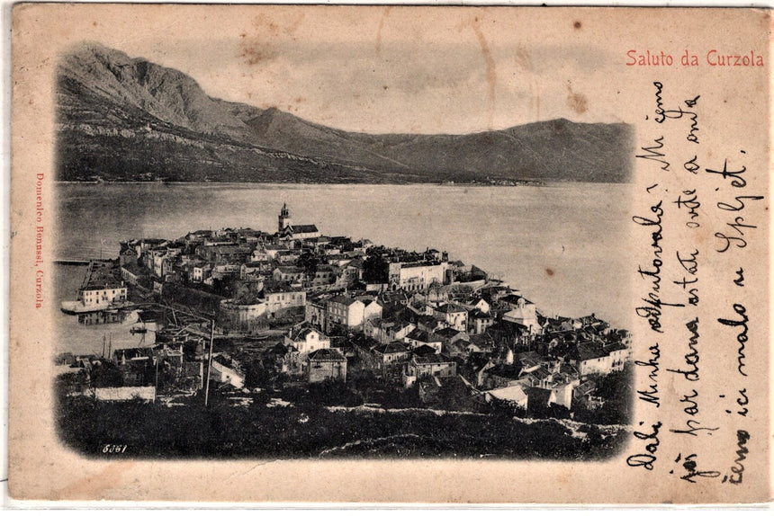 Cartolina antica Curzola saluto da Curzola Croazia