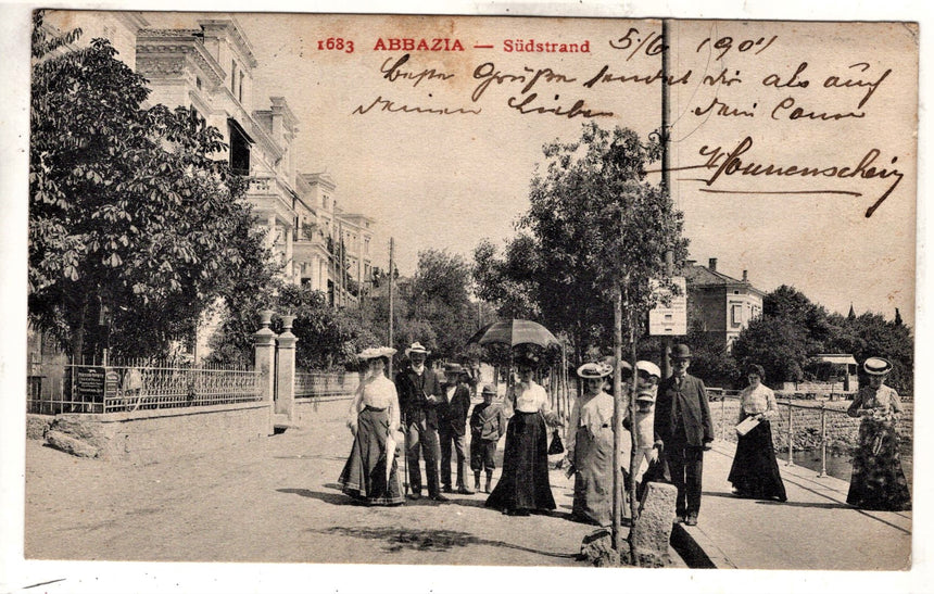 Cartolina antica Abbazia sudstrand Croazia