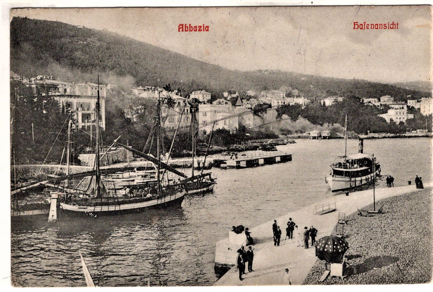 Cartolina antica Abbazia il porto Croazia